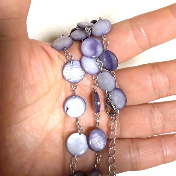 Purple Mother of Pearl Beaded Adjustable Short Necklace - Picture 11 of 11